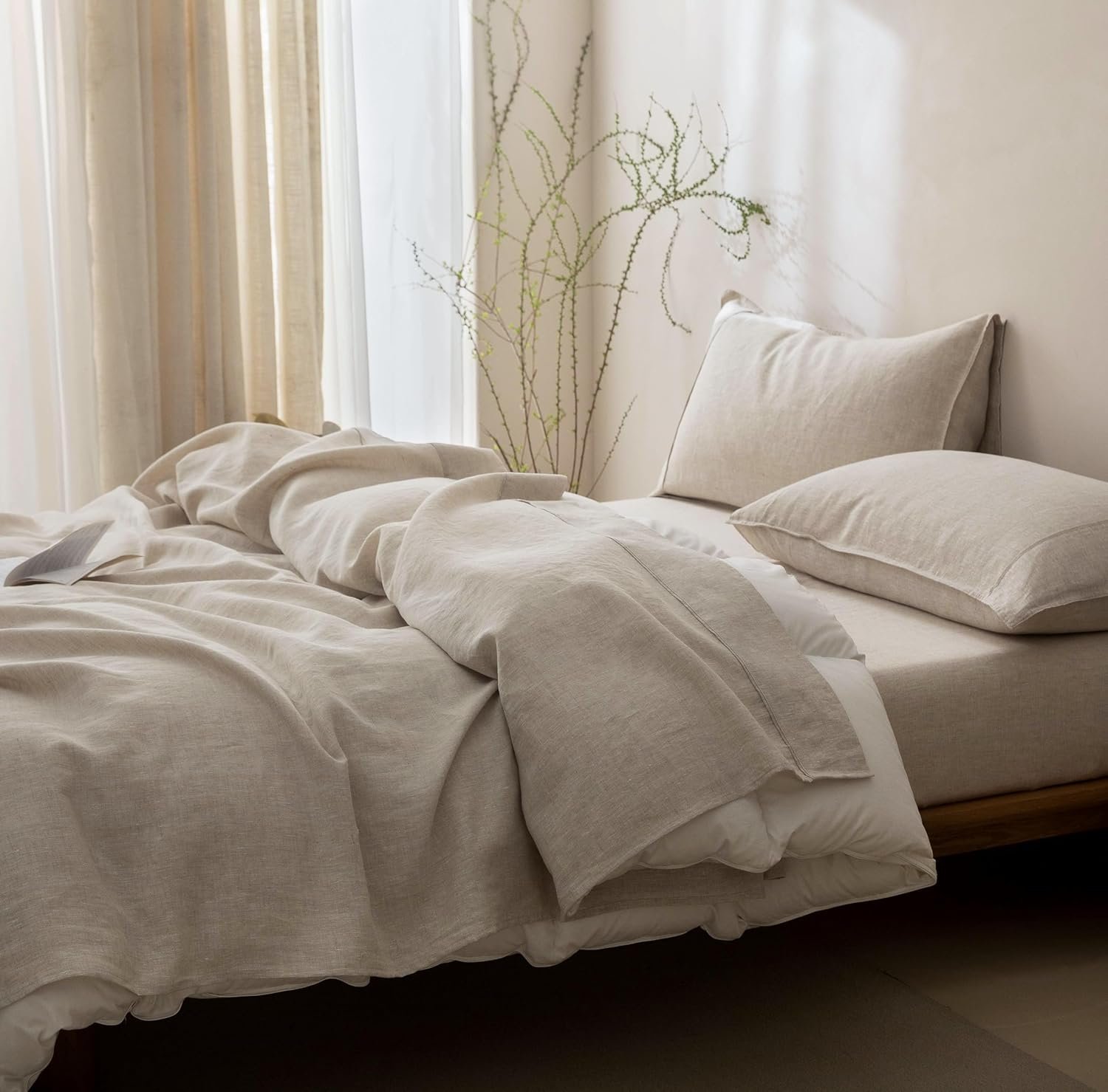 100% Pure French Linen Sheet Set – King Size (Natural) - Image 5